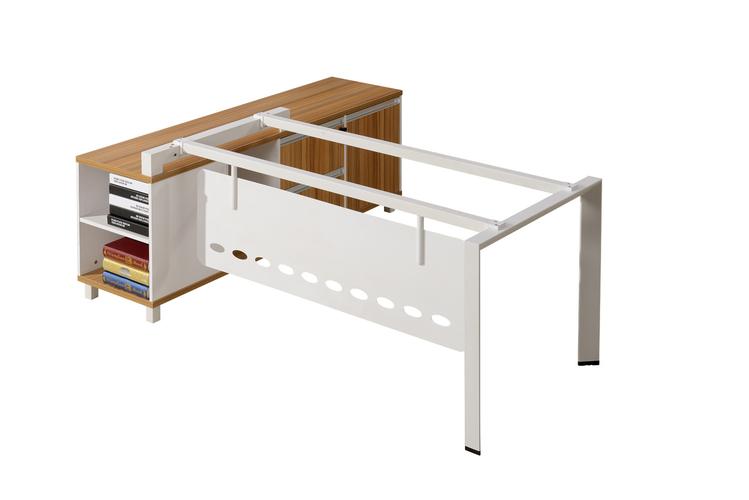 天津 簡約現(xiàn)代 鋼木辦公家具 經(jīng)理辦公桌 主管桌帶副桌